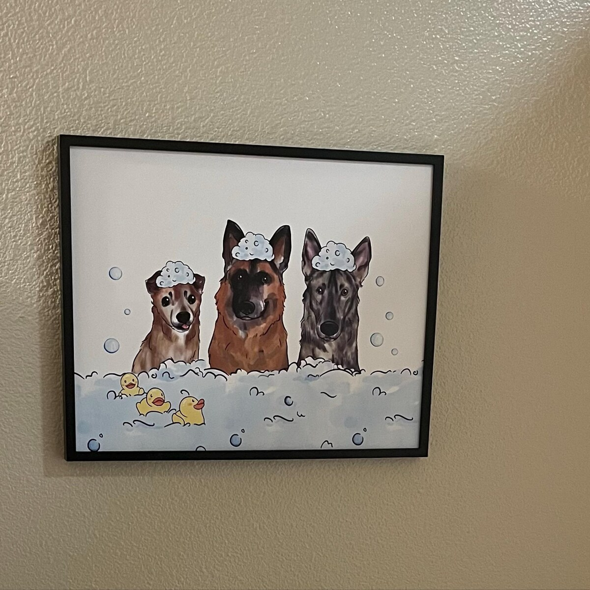 ペット似顔絵 キャンバス うちの子 インテリア 面白いペットのバスルームプリント