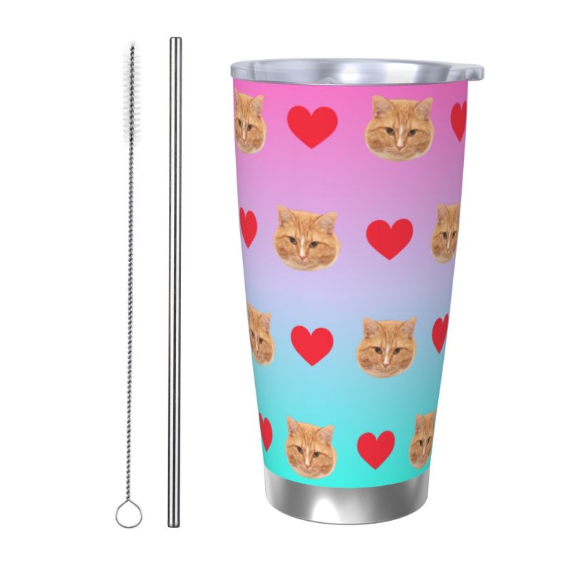 うちの子グッズ  ペット写真 ステンレスタンブラー 愛犬猫 オーダーメイド ステンレス製の名入れマグカップ  600ml/20oz