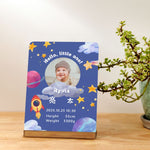 画像をギャラリービューアに読み込む, 【オーダーメイド】命名書 メタル ネームプレート 写真入り 名入れ オーダー 出産祝い・ベビー記念・ 内祝い ｜ 星 宇宙
