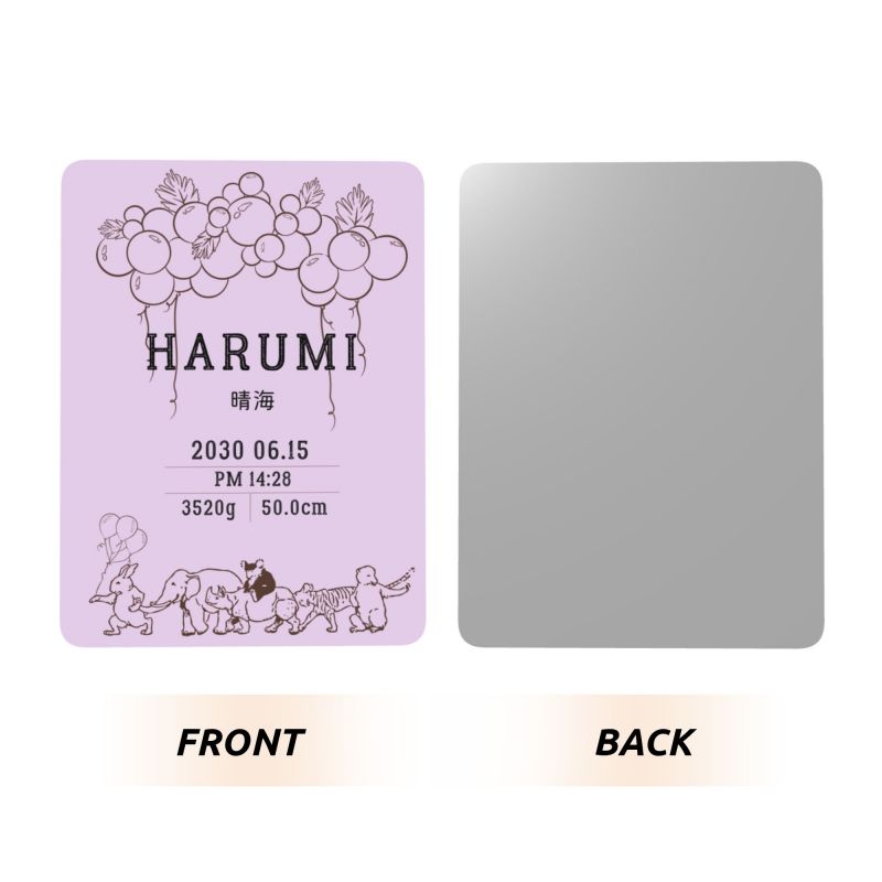 【オーダーメイド】命名書 メタル ネームプレート 名入れ オーダー 出産祝い・ベビー記念・ 内祝い ｜ 動物