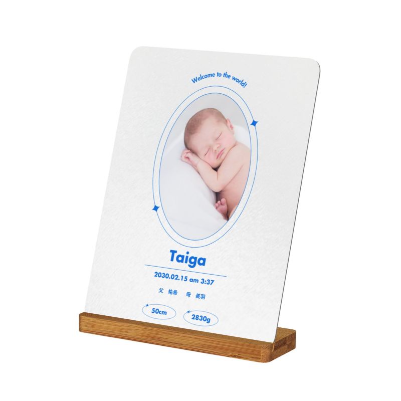 【オーダーメイド】命名書 メタル ネームプレート 写真入り 名入れ オーダー 出産祝い・ベビー記念・ 内祝い ｜ シンプルデザイン 4