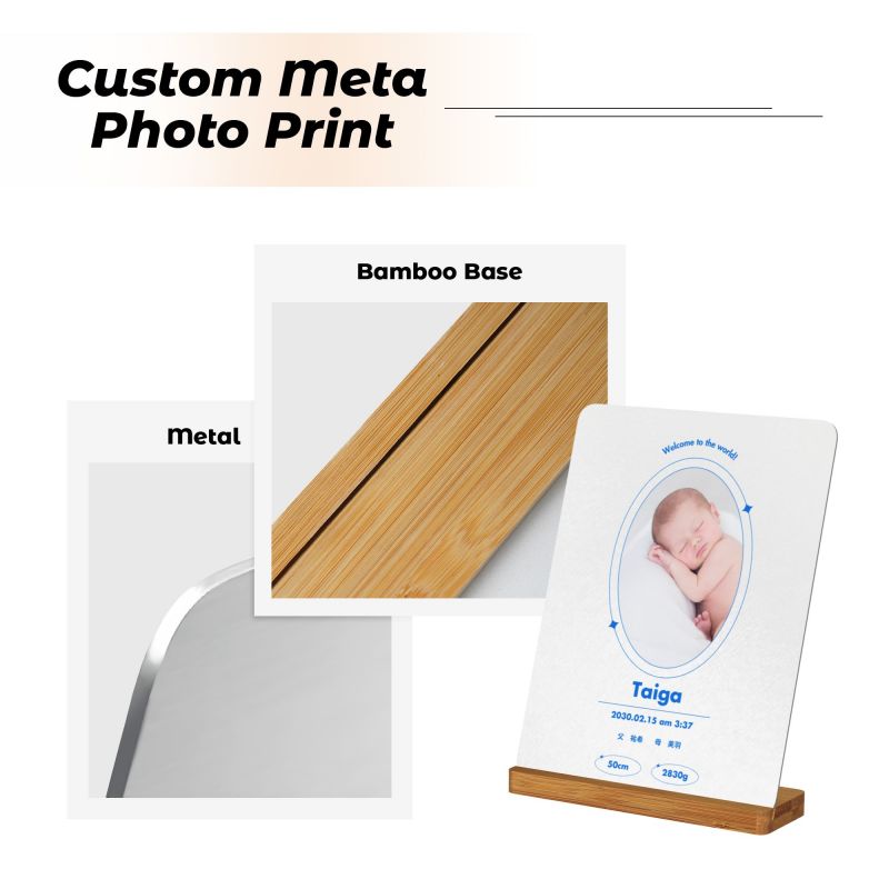 【オーダーメイド】命名書 メタル ネームプレート 写真入り 名入れ オーダー 出産祝い・ベビー記念・ 内祝い ｜ シンプルデザイン 4