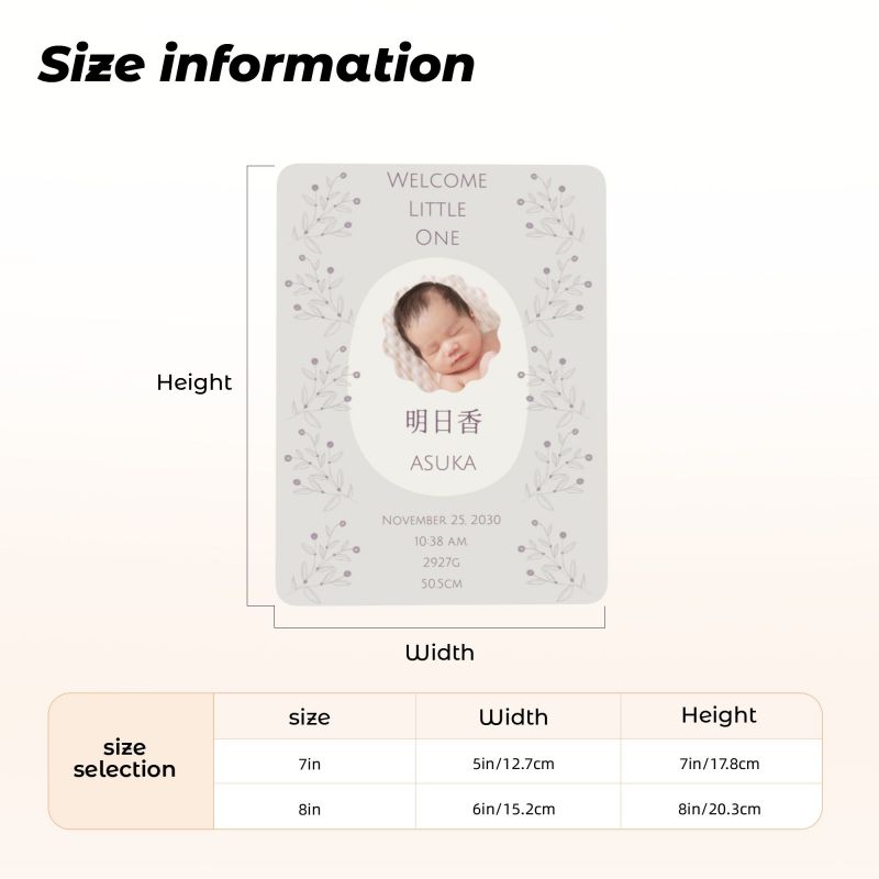 【オーダーメイド】命名書 メタル ネームプレート 写真入り 名入れ オーダー 出産祝い・ベビー記念・ 内祝い ｜ フラワーデザイン 2