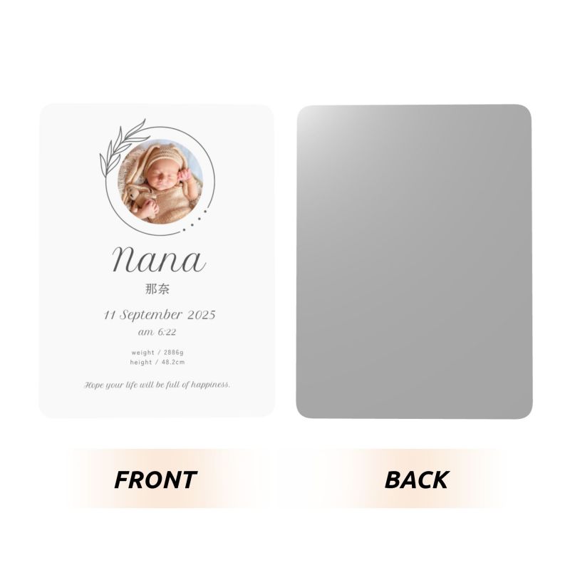 【オーダーメイド】命名書 メタル ネームプレート 写真入り 名入れ オーダー 出産祝い・ベビー記念・ 内祝い ｜ シンプルデザイン 6