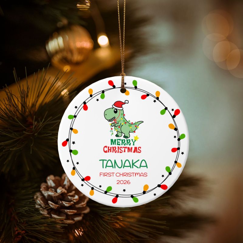 2025クリスマス限定！オーダーメイド クリスマスオーナメント｜名前入り・陶器製｜面白い恐竜