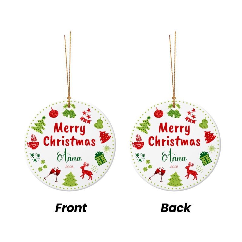 2025クリスマス限定！オーダーメイド クリスマスオーナメント｜名前入り・陶器製｜MERRY CHRISTMAS