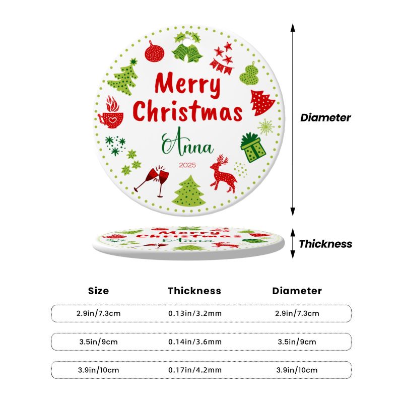 2025クリスマス限定！オーダーメイド クリスマスオーナメント｜名前入り・陶器製｜MERRY CHRISTMAS