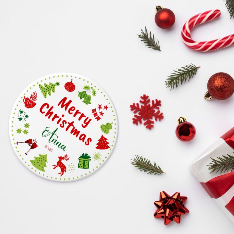 2025クリスマス限定！オーダーメイド クリスマスオーナメント｜名前入り・陶器製｜MERRY CHRISTMAS