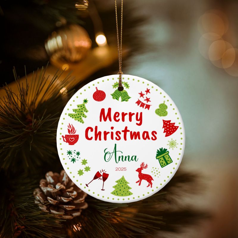 2025クリスマス限定！オーダーメイド クリスマスオーナメント｜名前入り・陶器製｜MERRY CHRISTMAS