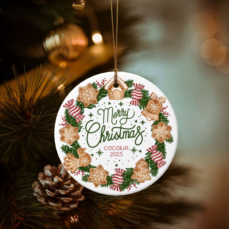 2025クリスマス限定！オーダーメイド クリスマスオーナメント｜名前入り・陶器製｜ジンジャーブレッド