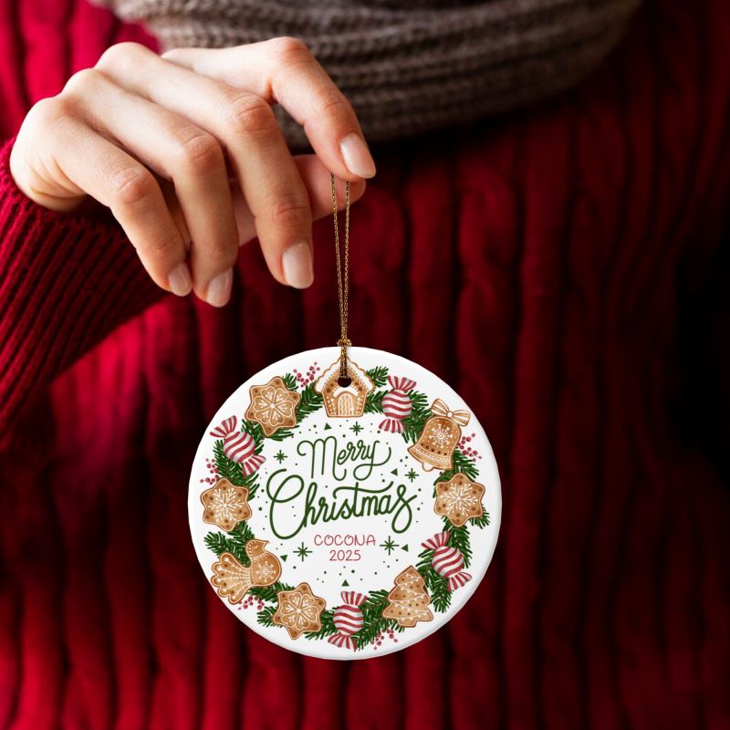 2025クリスマス限定！オーダーメイド クリスマスオーナメント｜名前入り・陶器製｜ジンジャーブレッド