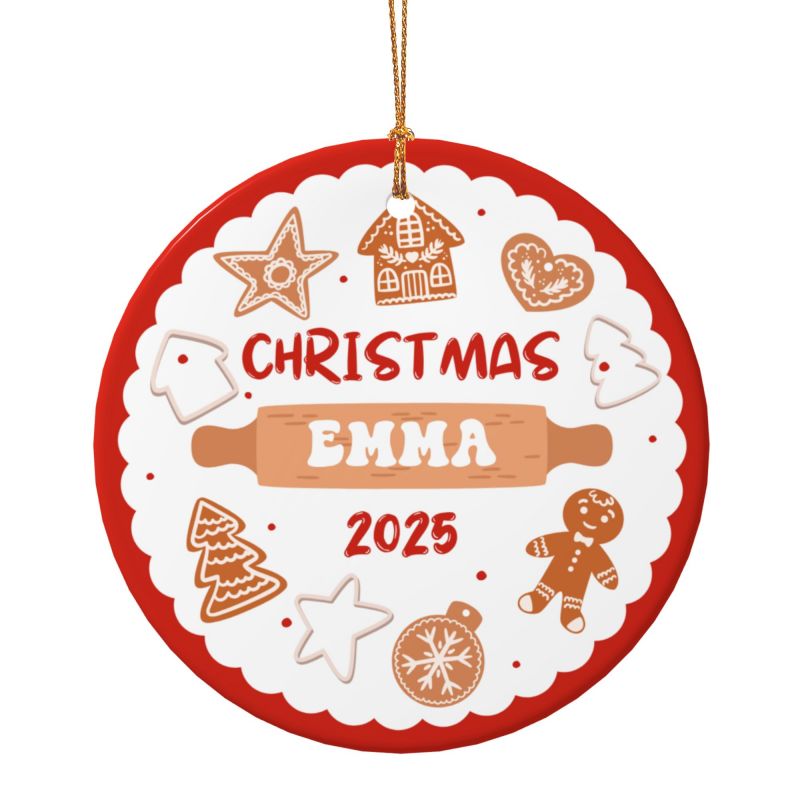 2025クリスマス限定！オーダーメイド クリスマスオーナメント｜名前入り・陶器製｜ジンジャーブレッド 2