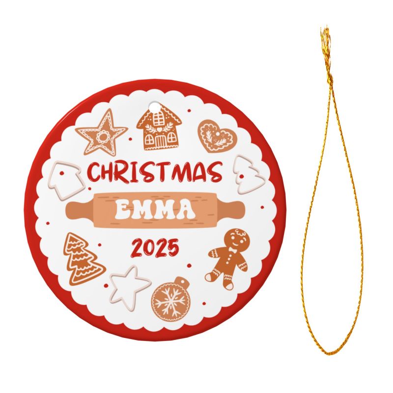 2025クリスマス限定！オーダーメイド クリスマスオーナメント｜名前入り・陶器製｜ジンジャーブレッド 2