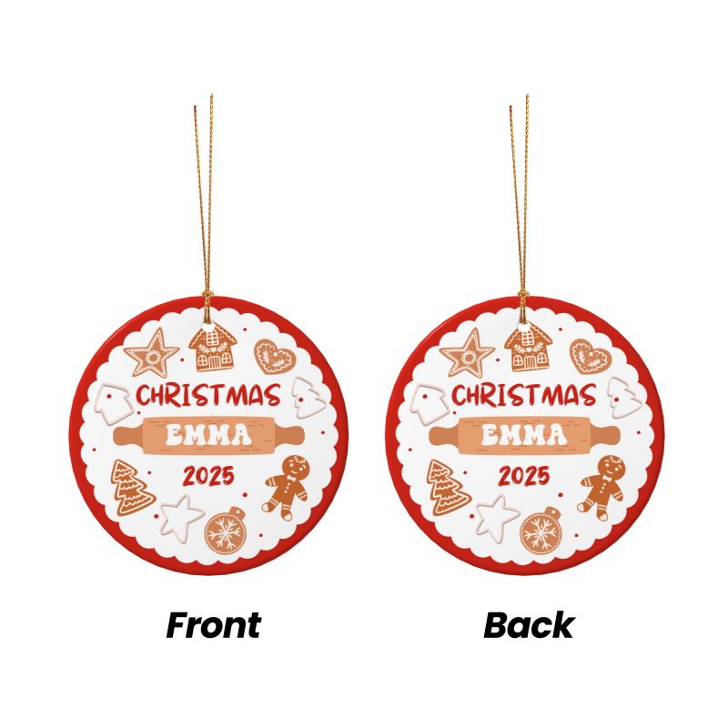 2025クリスマス限定！オーダーメイド クリスマスオーナメント｜名前入り・陶器製｜ジンジャーブレッド 2