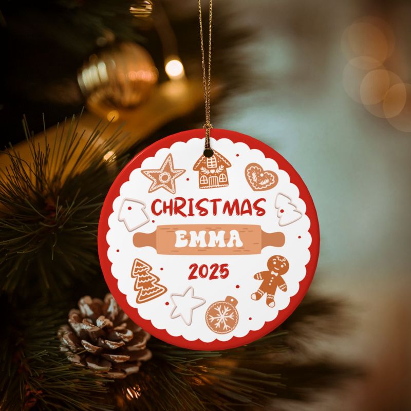 2025クリスマス限定！オーダーメイド クリスマスオーナメント｜名前入り・陶器製｜ジンジャーブレッド 2
