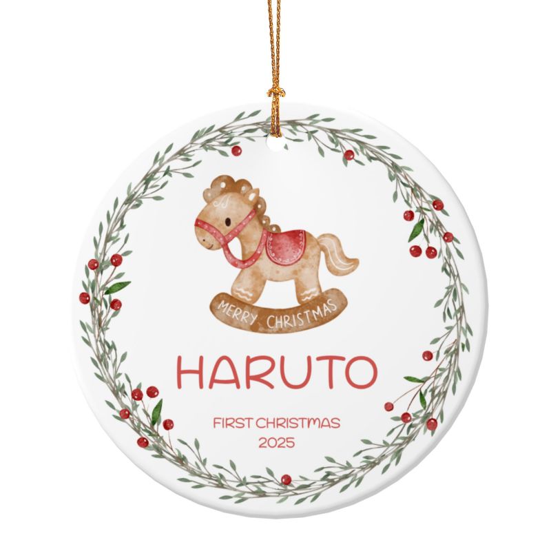2025クリスマス限定！オーダーメイド クリスマスオーナメント｜名前入り・選べるデザイン・陶器製｜グリーンリース