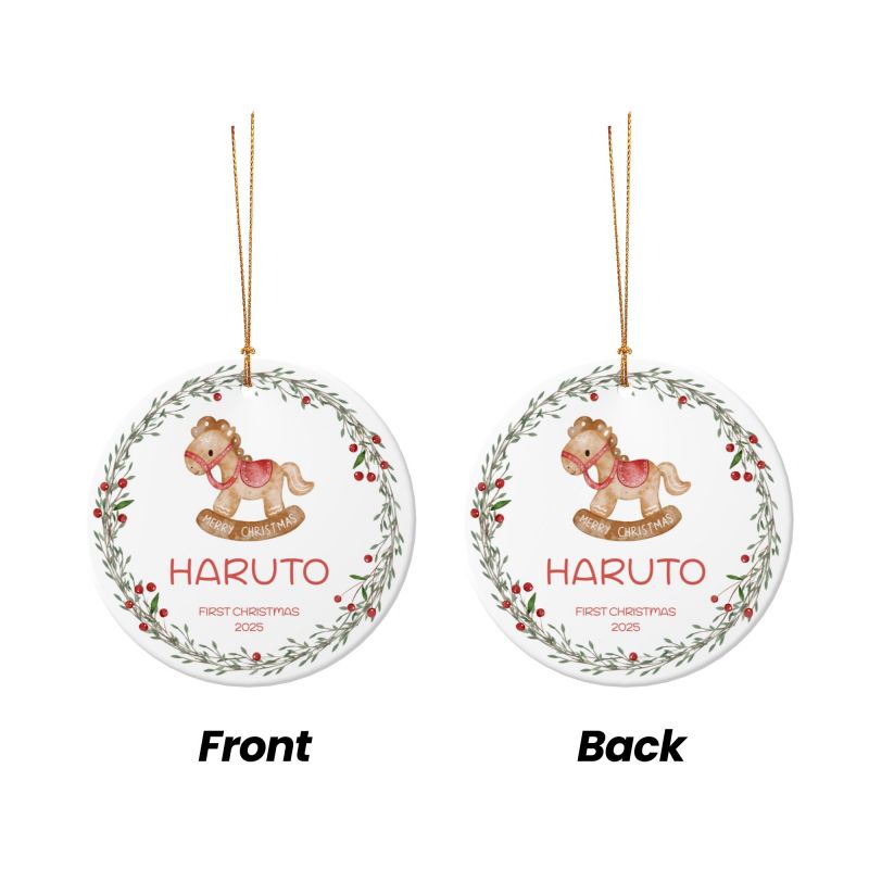 2025クリスマス限定！オーダーメイド クリスマスオーナメント｜名前入り・選べるデザイン・陶器製｜グリーンリース
