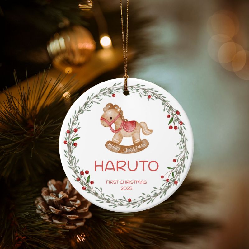 2025クリスマス限定！オーダーメイド クリスマスオーナメント｜名前入り・選べるデザイン・陶器製｜グリーンリース