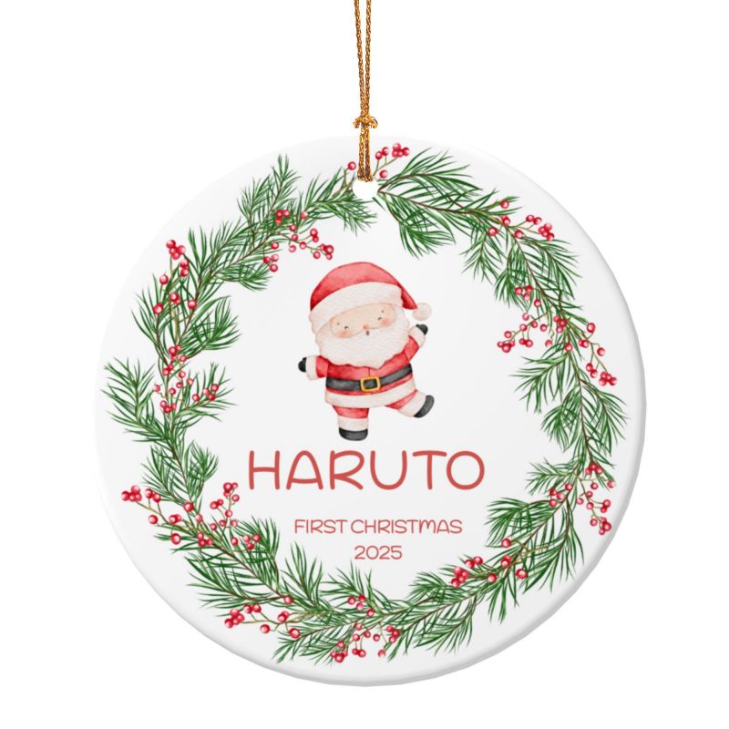 2025クリスマス限定！オーダーメイド クリスマスオーナメント｜名前入り・選べるデザイン・陶器製｜グリーンリース 2