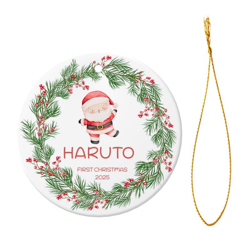 2025クリスマス限定！オーダーメイド クリスマスオーナメント｜名前入り・選べるデザイン・陶器製｜グリーンリース 2