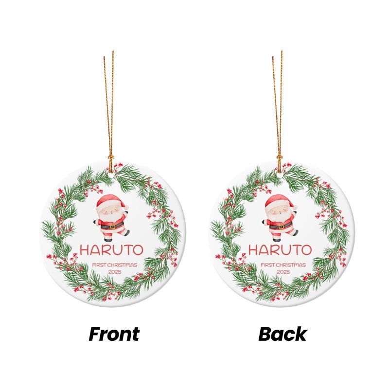 2025クリスマス限定！オーダーメイド クリスマスオーナメント｜名前入り・選べるデザイン・陶器製｜グリーンリース 2