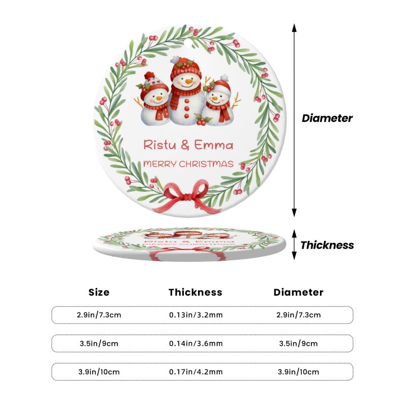 2025クリスマス限定！オーダーメイド クリスマスオーナメント｜名前入り・選べるデザイン・陶器製｜グリーンリース 3