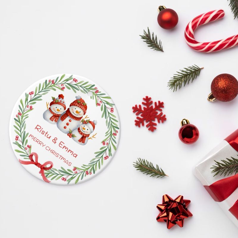 2025クリスマス限定！オーダーメイド クリスマスオーナメント｜名前入り・選べるデザイン・陶器製｜グリーンリース 3
