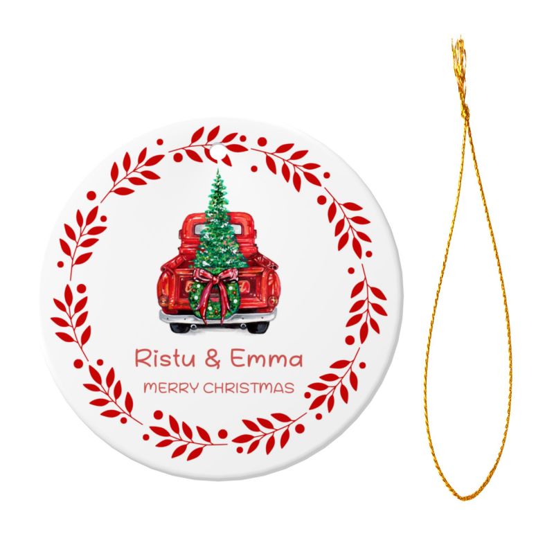 2025クリスマス限定！オーダーメイド クリスマスオーナメント｜名前入り・選べるデザイン・陶器製｜レッドリース