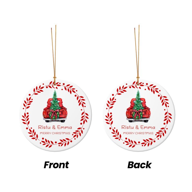 2025クリスマス限定！オーダーメイド クリスマスオーナメント｜名前入り・選べるデザイン・陶器製｜レッドリース