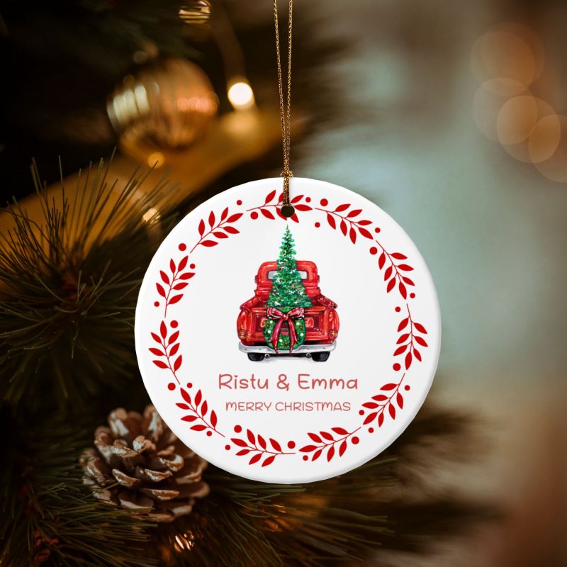 2025クリスマス限定！オーダーメイド クリスマスオーナメント｜名前入り・選べるデザイン・陶器製｜レッドリース