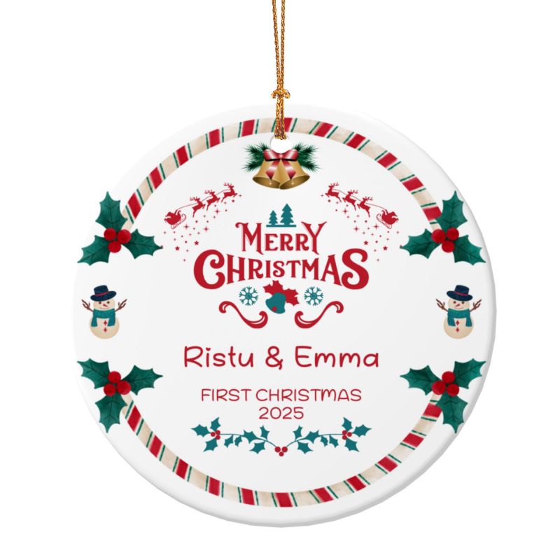 2025クリスマス限定！オーダーメイド クリスマスオーナメント｜名前入り・陶器製｜SNOWMAN 雪だるま