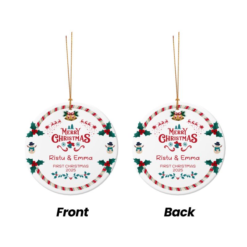 2025クリスマス限定！オーダーメイド クリスマスオーナメント｜名前入り・陶器製｜SNOWMAN 雪だるま