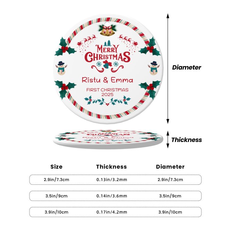 2025クリスマス限定！オーダーメイド クリスマスオーナメント｜名前入り・陶器製｜SNOWMAN 雪だるま