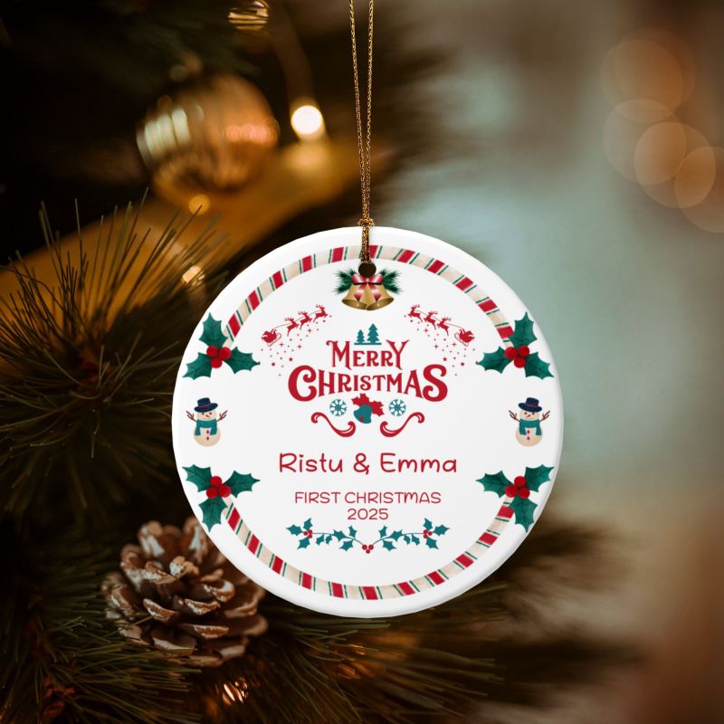2025クリスマス限定！オーダーメイド クリスマスオーナメント｜名前入り・陶器製｜SNOWMAN 雪だるま