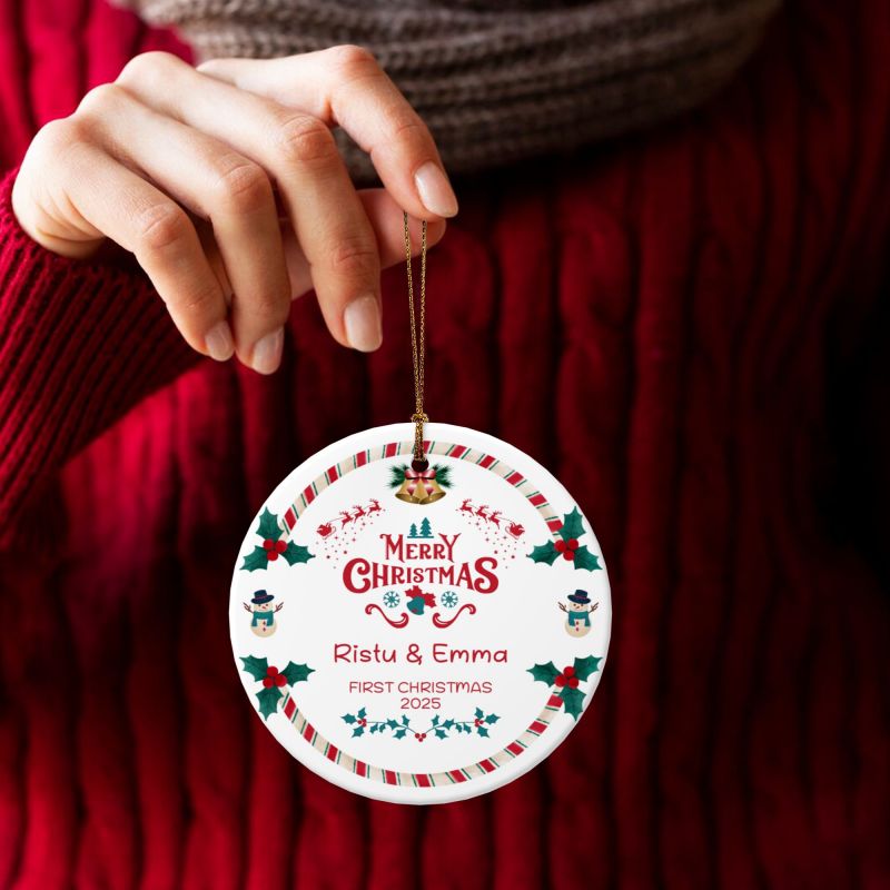 2025クリスマス限定！オーダーメイド クリスマスオーナメント｜名前入り・陶器製｜SNOWMAN 雪だるま