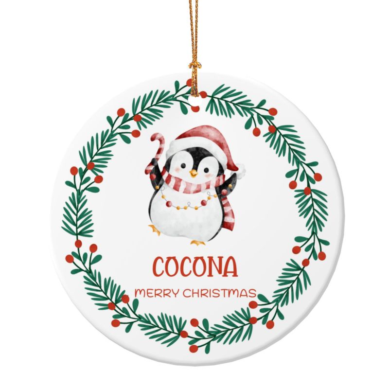 2025クリスマス限定！オーダーメイド クリスマスオーナメント｜名前入り・選べるデザイン・陶器製｜グリーンリース 3