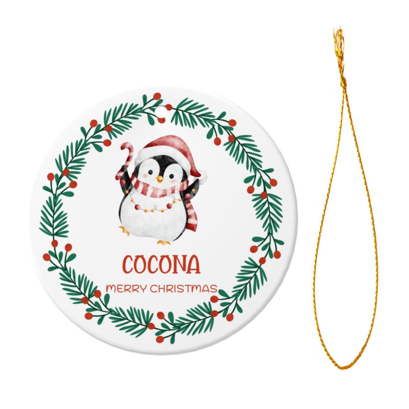 2025クリスマス限定！オーダーメイド クリスマスオーナメント｜名前入り・選べるデザイン・陶器製｜グリーンリース 3