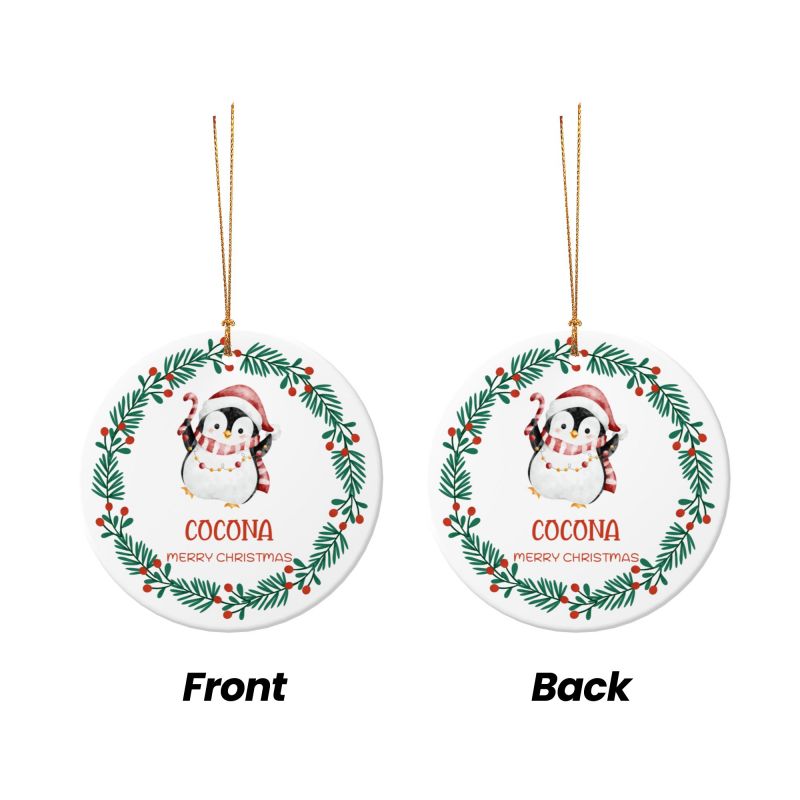 2025クリスマス限定！オーダーメイド クリスマスオーナメント｜名前入り・選べるデザイン・陶器製｜グリーンリース 3