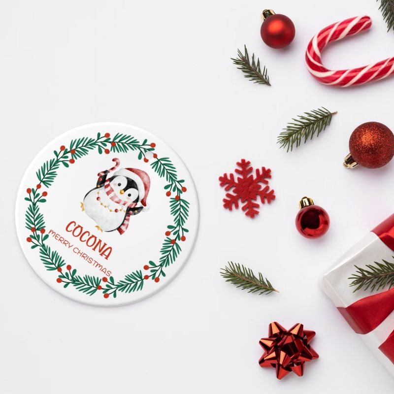 2025クリスマス限定！オーダーメイド クリスマスオーナメント｜名前入り・選べるデザイン・陶器製｜グリーンリース 3