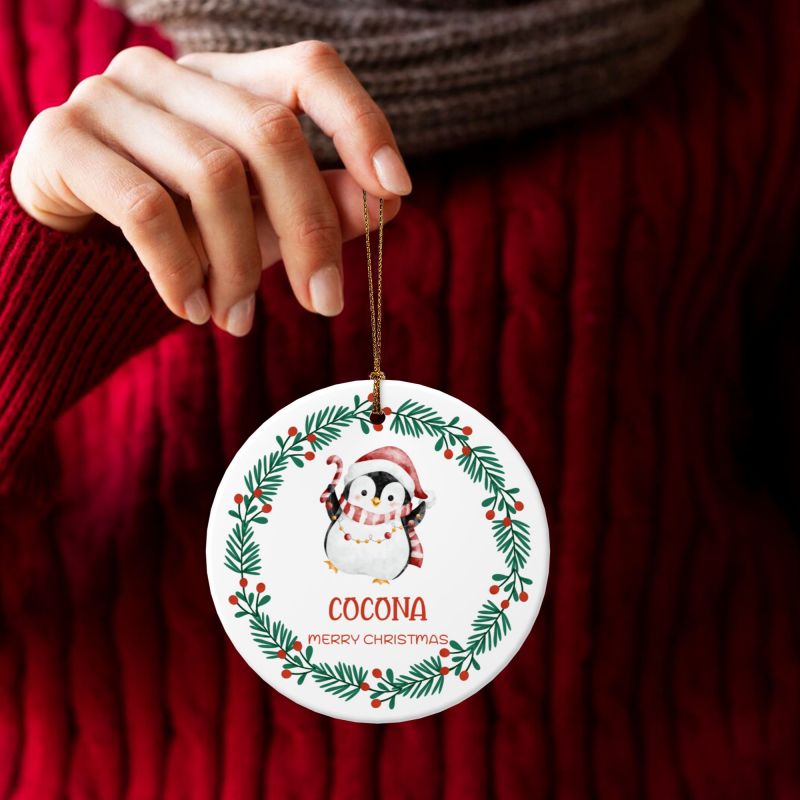 2025クリスマス限定！オーダーメイド クリスマスオーナメント｜名前入り・選べるデザイン・陶器製｜グリーンリース 3