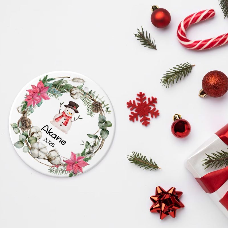 2025クリスマス限定！オーダーメイド クリスマスオーナメント｜名前入り・選べるデザイン・陶器製｜グリーンリース 4