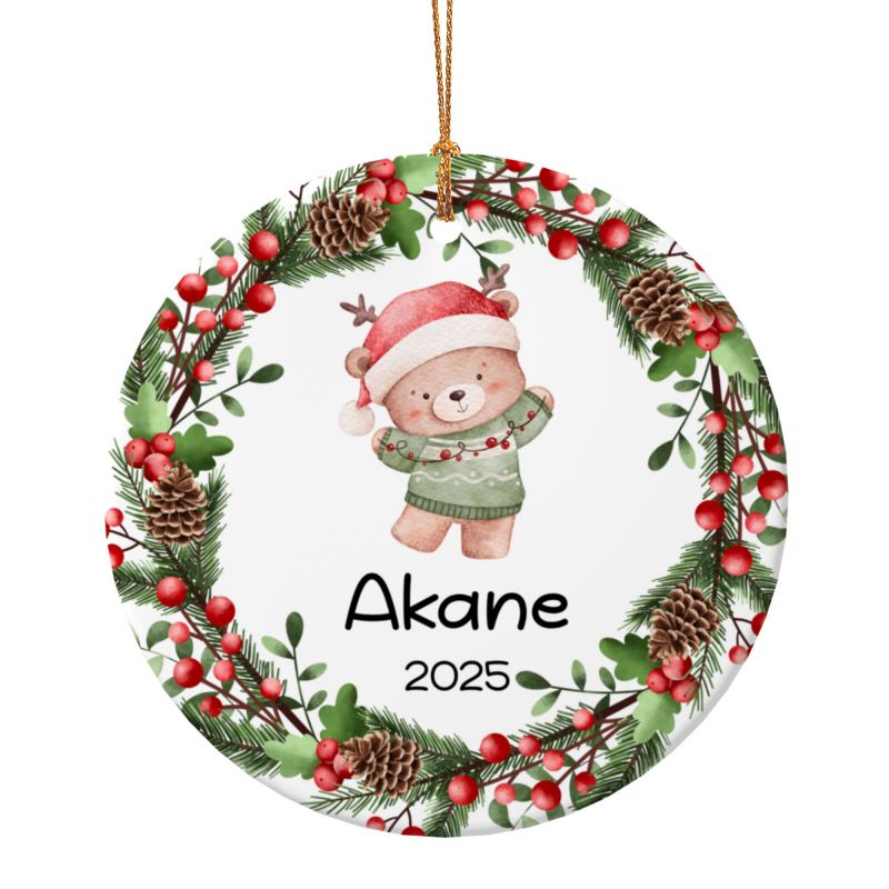 2025クリスマス限定！オーダーメイド クリスマスオーナメント｜名前入り・選べるデザイン・陶器製｜グリーンリース 5