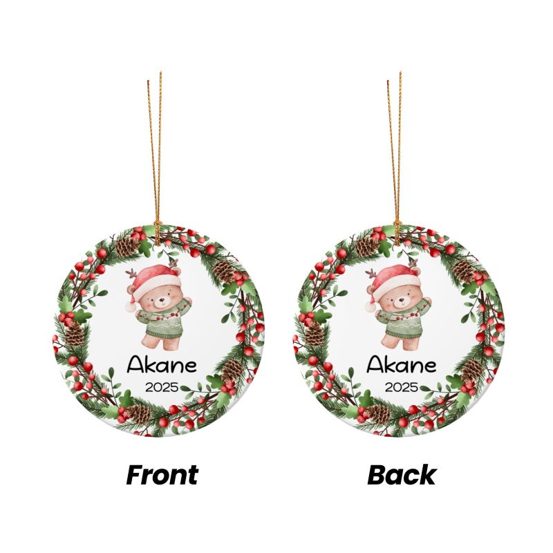 2025クリスマス限定！オーダーメイド クリスマスオーナメント｜名前入り・選べるデザイン・陶器製｜グリーンリース 5