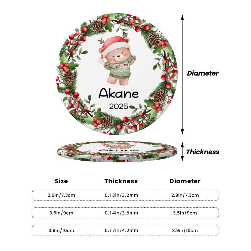 2025クリスマス限定！オーダーメイド クリスマスオーナメント｜名前入り・選べるデザイン・陶器製｜グリーンリース 5