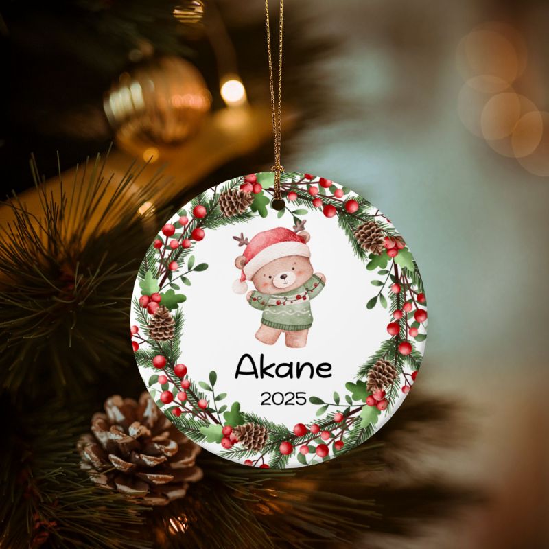 2025クリスマス限定！オーダーメイド クリスマスオーナメント｜名前入り・選べるデザイン・陶器製｜グリーンリース 5