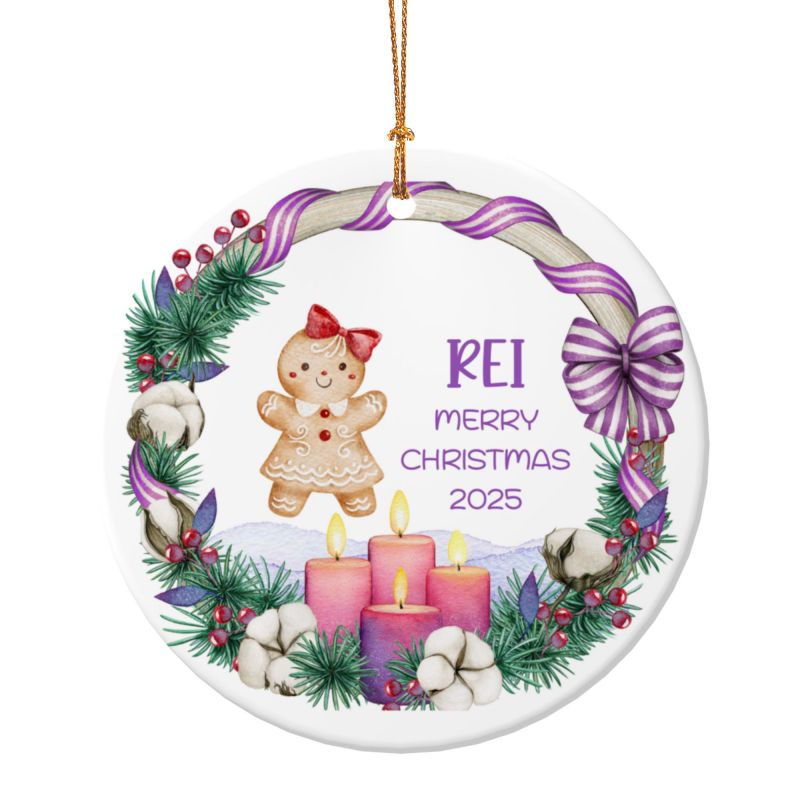 2025クリスマス限定！オーダーメイド クリスマスオーナメント｜名前入り・選べるデザイン・陶器製｜パープルリース