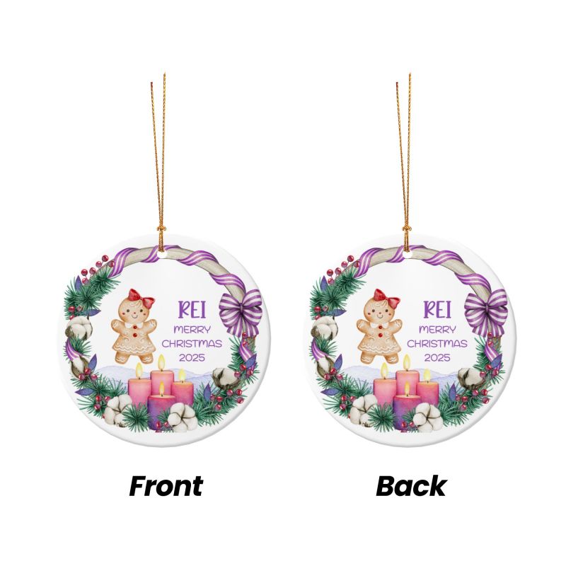 2025クリスマス限定！オーダーメイド クリスマスオーナメント｜名前入り・選べるデザイン・陶器製｜パープルリース