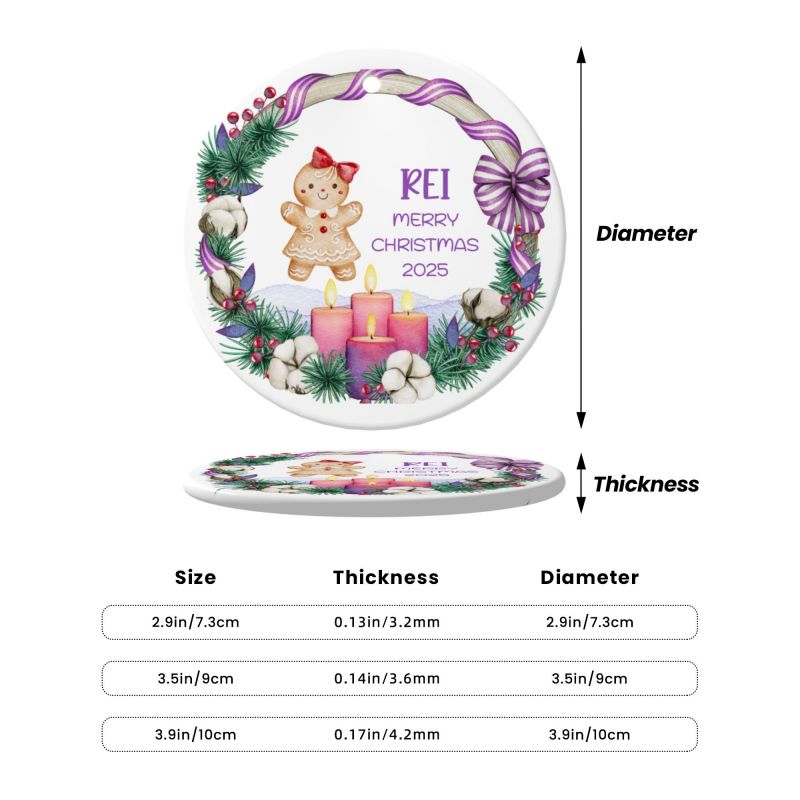 2025クリスマス限定！オーダーメイド クリスマスオーナメント｜名前入り・選べるデザイン・陶器製｜パープルリース