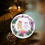 将图片加载到图库查看器，2025クリスマス限定！オーダーメイド クリスマスオーナメント｜名前入り・選べるデザイン・陶器製｜パープルリース
