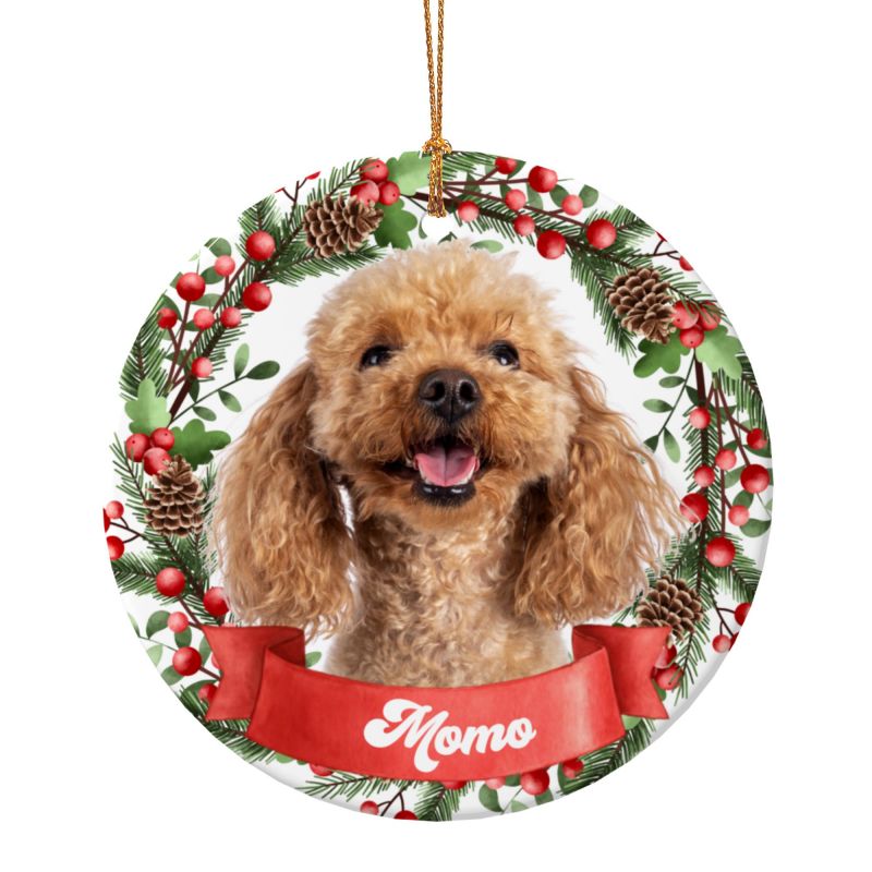 2025クリスマス限定！オーダーメイド うちの子グッズ  ペット写真 クリスマスオーナメント｜名前入り・陶器製・愛犬猫